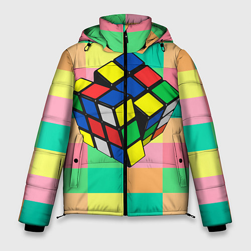Мужская зимняя куртка Кубик Рубика / 3D-Красный – фото 1