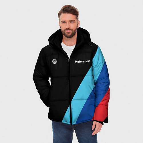 Мужская зимняя куртка БМВ Мотоспорт / 3D-Черный – фото 3