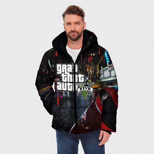 Мужская зимняя куртка Grand Theft Auto V / 3D-Черный – фото 3