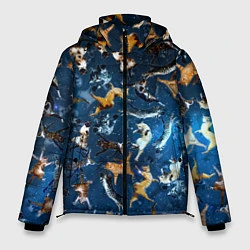 Куртка зимняя мужская Космические коты, цвет: 3D-красный