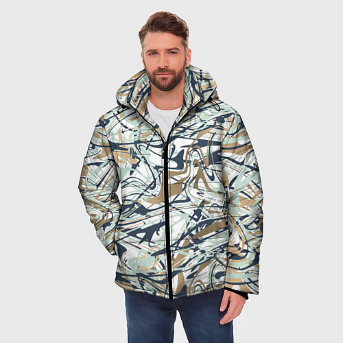 Мужская зимняя куртка Узор красками / 3D-Черный – фото 3