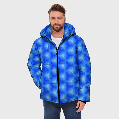 Мужская зимняя куртка Синие соты / 3D-Черный – фото 3