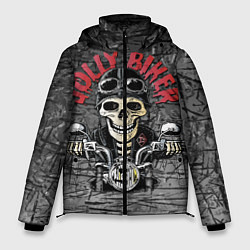 Куртка зимняя мужская Веселый байкер, цвет: 3D-черный