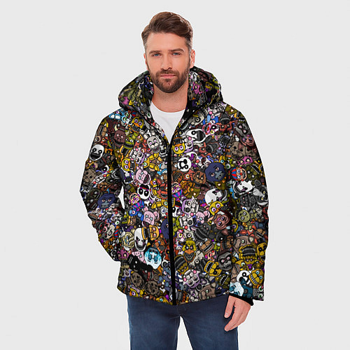 Мужская зимняя куртка FNaF стикербомбинг / 3D-Черный – фото 3