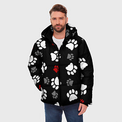 Куртка зимняя мужская Следы лап, цвет: 3D-красный — фото 2