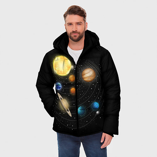 Мужская зимняя куртка Солнечная Система / 3D-Черный – фото 3
