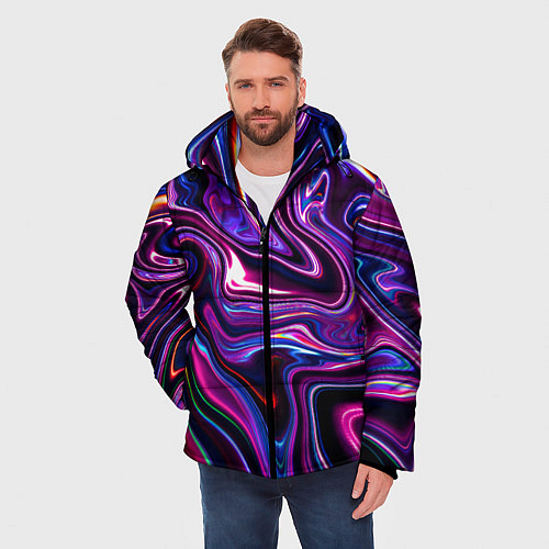 Мужская зимняя куртка Abstract Fluid / 3D-Черный – фото 3