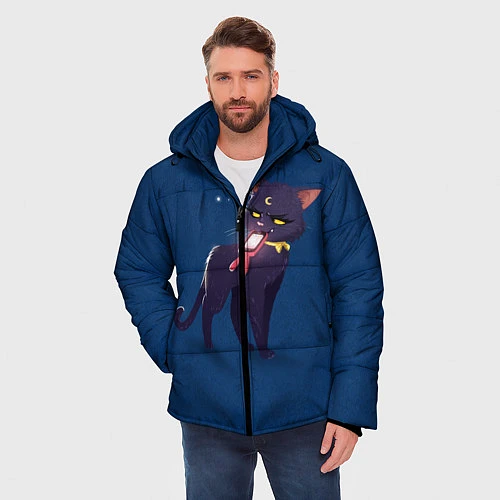 Мужская зимняя куртка КИСА С ТЕЛЕФОНОМ / 3D-Черный – фото 3