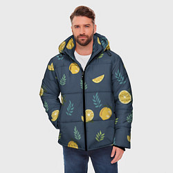 Куртка зимняя мужская Лимонный узор, цвет: 3D-черный — фото 2