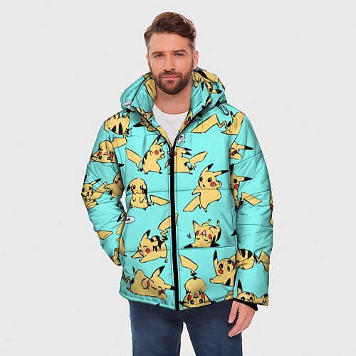 Мужская зимняя куртка Pikachu / 3D-Черный – фото 3