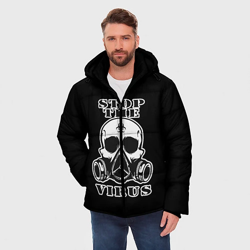 Мужская зимняя куртка Stop The Virus / 3D-Черный – фото 3