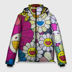 Куртка зимняя мужская Цветы Ромашки, цвет: 3D-черный