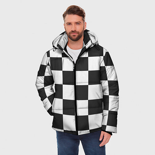 Мужская зимняя куртка Шахматка / 3D-Светло-серый – фото 3