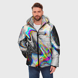 Куртка зимняя мужская DIGITAL ABSTRACT GLITCH, цвет: 3D-черный — фото 2