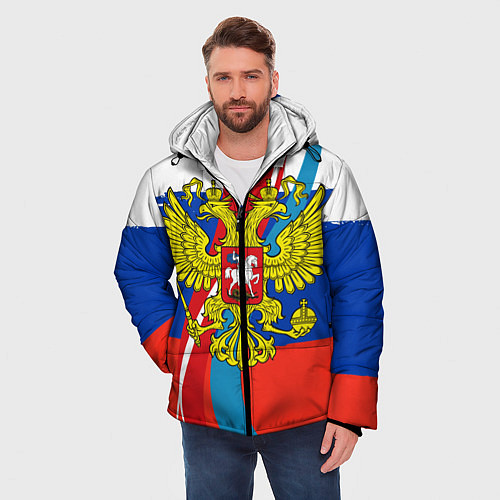 Мужская зимняя куртка Герб России / 3D-Черный – фото 3