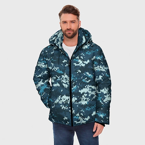 Мужская зимняя куртка Пиксельный камуфляж полиции / 3D-Черный – фото 3