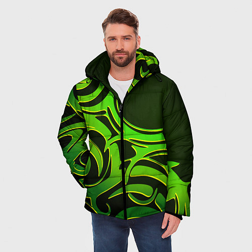 Мужская зимняя куртка Узоры / 3D-Черный – фото 3