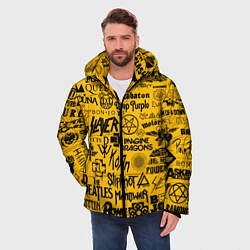 Куртка зимняя мужская ЛОГОТИПЫ РОК ГРУПП, цвет: 3D-черный — фото 2