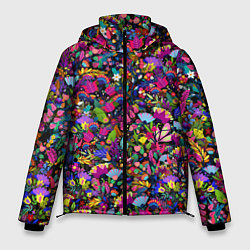 Куртка зимняя мужская Мистические цветы, цвет: 3D-черный