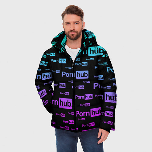Мужская зимняя куртка PornHub / 3D-Черный – фото 3