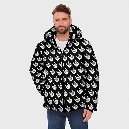 Мужская зимняя куртка Паттерн Рок коза / 3D-Черный – фото 3