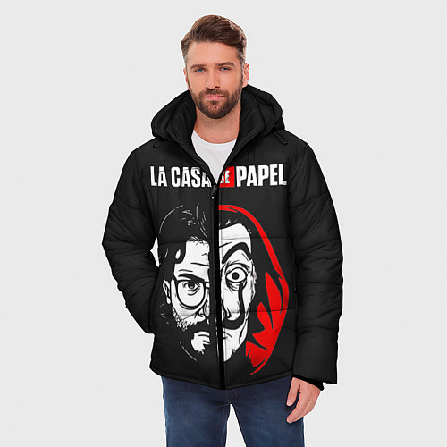Мужская зимняя куртка La casa de papel / 3D-Черный – фото 3