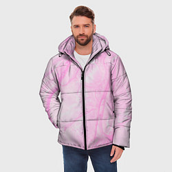 Куртка зимняя мужская Розовые разводы краска зефир, цвет: 3D-черный — фото 2
