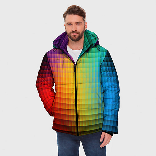 Мужская зимняя куртка Радужный градиент / 3D-Черный – фото 3