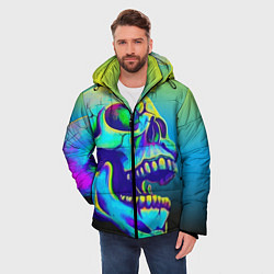 Куртка зимняя мужская Neon skull, цвет: 3D-черный — фото 2