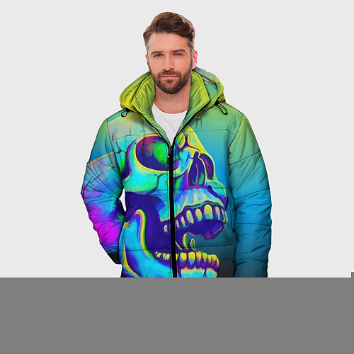 Мужская зимняя куртка Neon skull / 3D-Красный – фото 3