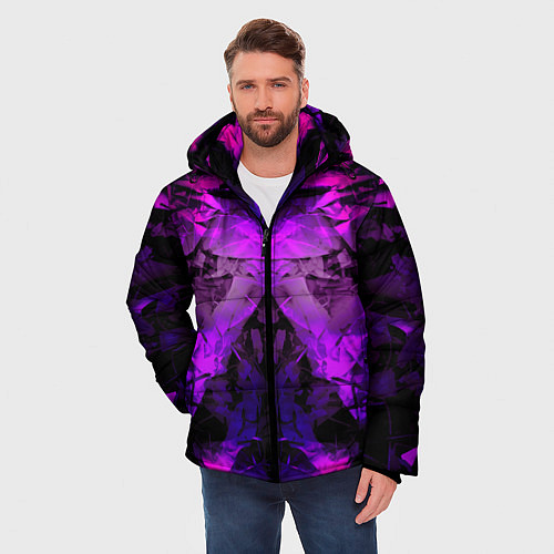 Мужская зимняя куртка Абстракция,пришелиц,космос,100 / 3D-Черный – фото 3