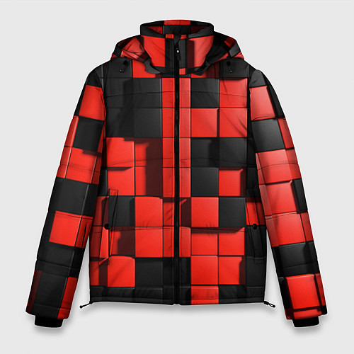 Мужская зимняя куртка КУБИКИ 3D / 3D-Красный – фото 1