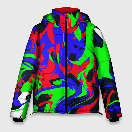 Мужская зимняя куртка Абстрактные краски / 3D-Красный – фото 1