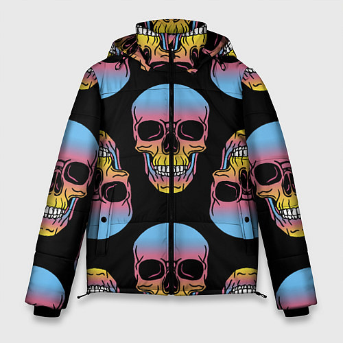 Мужская зимняя куртка Neon skull! / 3D-Красный – фото 1