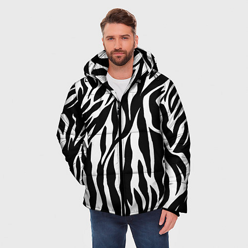 Мужская зимняя куртка Зебра / 3D-Черный – фото 3