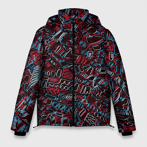 Мужская зимняя куртка Абстракция Неони / 3D-Красный – фото 1