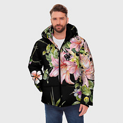 Куртка зимняя мужская Букет лилий, цвет: 3D-черный — фото 2