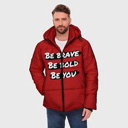 Куртка зимняя мужская Будь храбрым, цвет: 3D-черный — фото 2