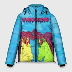 Куртка зимняя мужская Colored unicorns, цвет: 3D-черный
