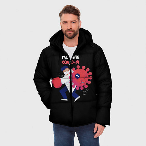 Мужская зимняя куртка Борьба с вирусом / 3D-Черный – фото 3