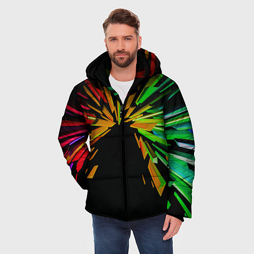 Мужская зимняя куртка Осколки кристалла / 3D-Черный – фото 3