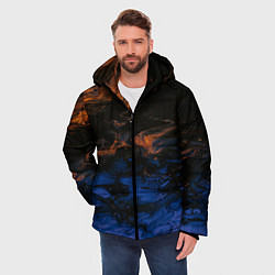 Куртка зимняя мужская Краска, fluid art, разводы, жи, цвет: 3D-красный — фото 2
