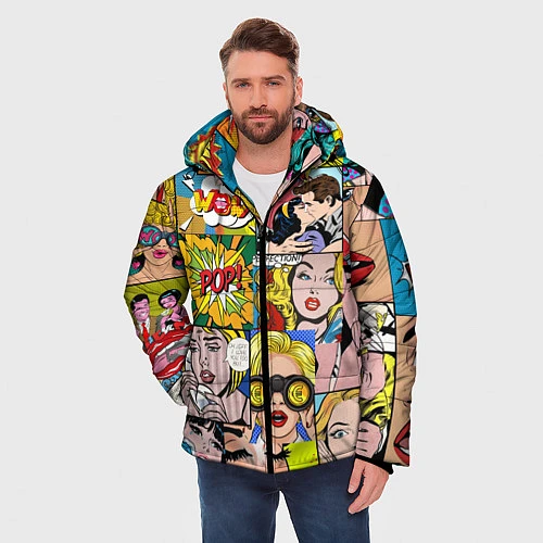 Мужская зимняя куртка Pop Art / 3D-Черный – фото 3