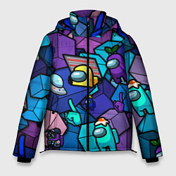 Куртка зимняя мужская Among Us кубики, цвет: 3D-светло-серый