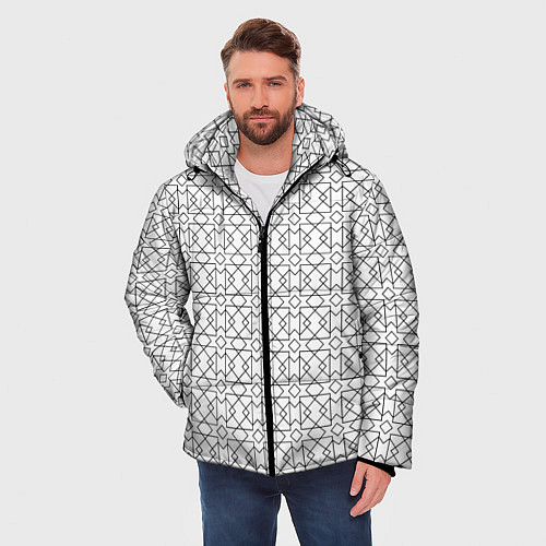 Мужская зимняя куртка Геометрический узор / 3D-Черный – фото 3