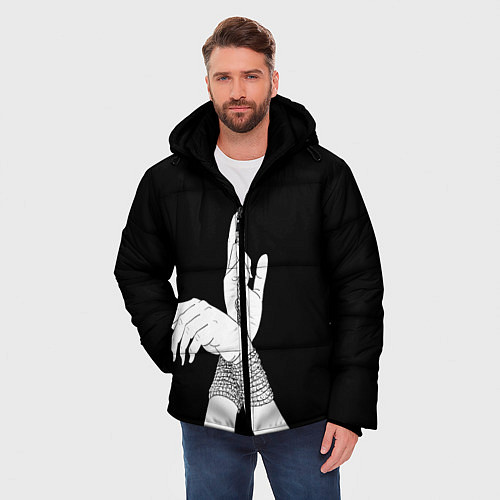 Мужская зимняя куртка Связанные руки эстетика / 3D-Черный – фото 3