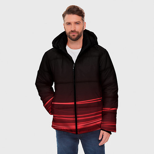 Мужская зимняя куртка Красное и Черное / 3D-Черный – фото 3