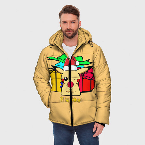 Мужская зимняя куртка New Year Pikachu / 3D-Черный – фото 3