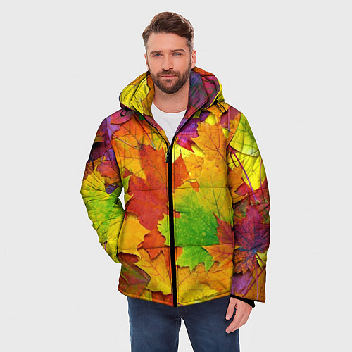 Мужская зимняя куртка Осенние листья / 3D-Светло-серый – фото 3