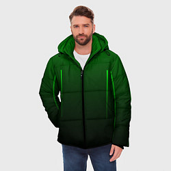 Куртка зимняя мужская Неоновые линии на градиенте, цвет: 3D-черный — фото 2